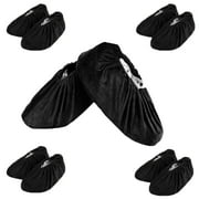 Forestfish 5 Pairs Shoe Covers Washable Reusable Non Slip Shoe Protector Cover Thickened Boot Covers for Indoors Carpet Households with Foot Bottom Anti-Slip Black