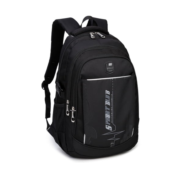Forestfish School Backpack for Teen Men and Women, Casual Daypack Water-Resistant Lightweight Middle School Bag with Large Capacity(Black+Gray)