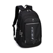 Forestfish School Backpack for Teen Men and Women, Casual Daypack Water-Resistant Lightweight Middle School Bag with Large CapacityBlack+Gray