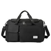 Forestfish Black Gym Bag for Women and Men,Travel Duffle Bag with Shoes Compartment