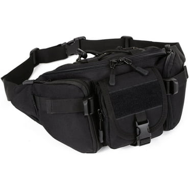 Forestfish Black Men's Fanny Packs ,Waist Pack with Adjustable Strap Unisex Mini Belt Bag