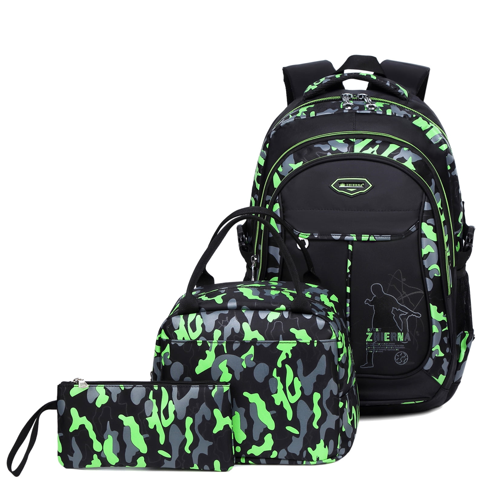 Kid's Quilted Camo Backpack & Lunch Box Set - Navy - Navy