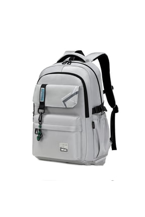 School Backpack for Teen Men and Women, Casual Daypack Water-Resistant Lightweight Middle School Bag with Large Capacity(Light Gray)