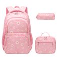 thumbnail image 1 of Forestfish 3-Piece Backpack Set for School,Large Capacity Teen Backpack with Insulated Lunch Bag & Pencil Case,Waterproof with Laptop Compartment & Side Pocket(Daisy A/Pink), 1 of 9