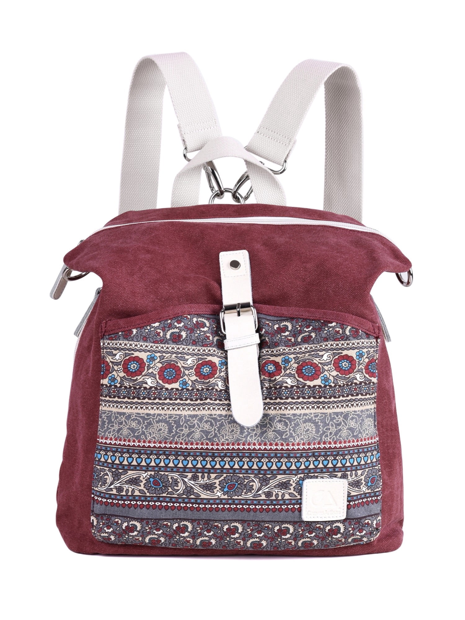 Forestfish Red Hobo Medium Backpack Purse for Women Girl Backpack Canvas Rucksack Shoulder Bag