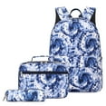 thumbnail image 1 of Forestfish Tie Dye Teen Backpacks , 3-Piece Set with Lunch Bag and Pen Bag, Water-Resistant Blue, 1 of 9