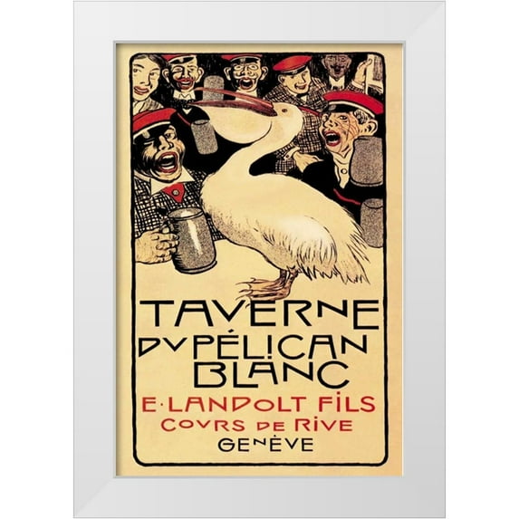 Forestier, Henry-Claudius 17x24 White Modern Wood Framed Museum Art Print Titled - Taverne du Pelican Blanc, 1893