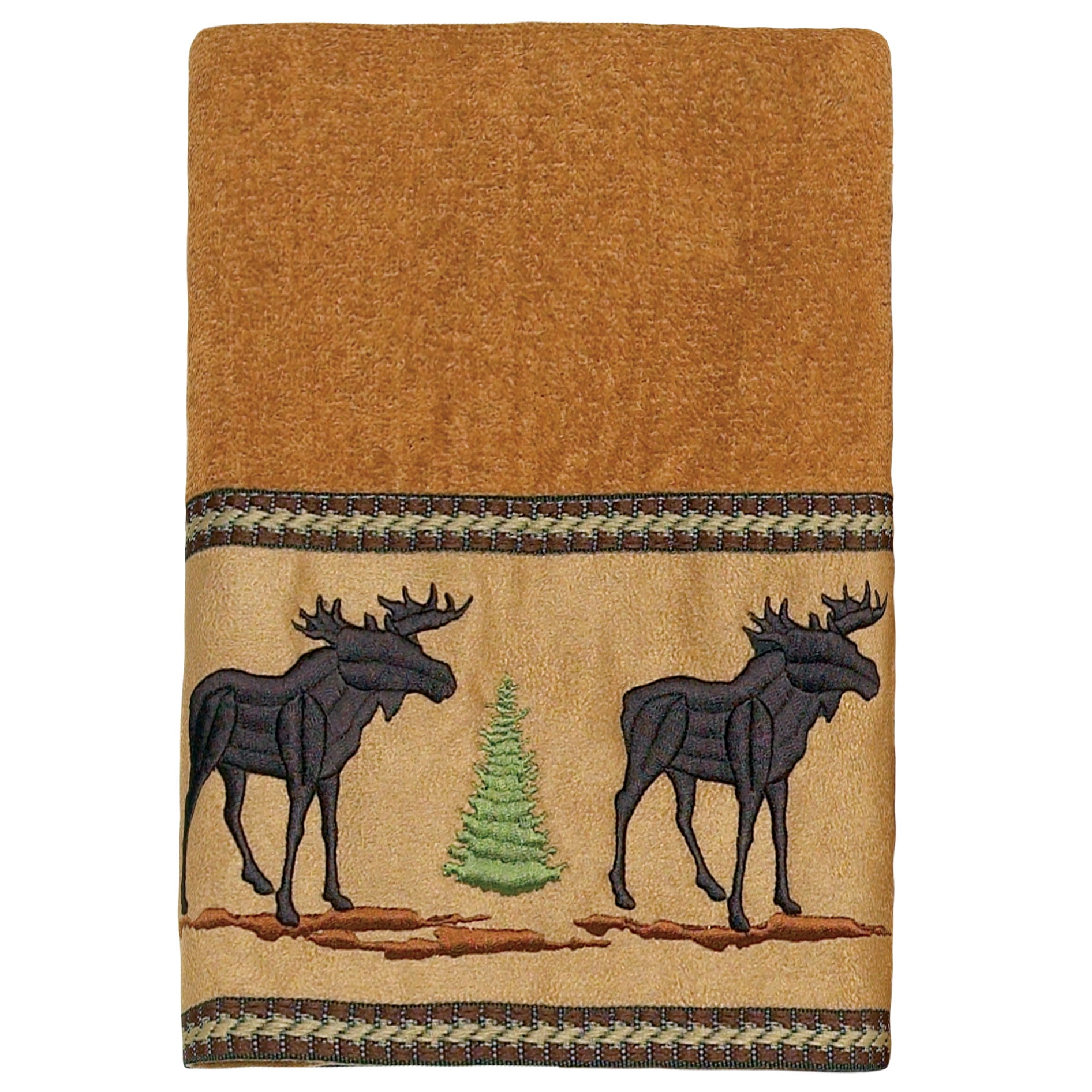 Nutmeg Cotton Lodge Embroidered Hand Towel Set