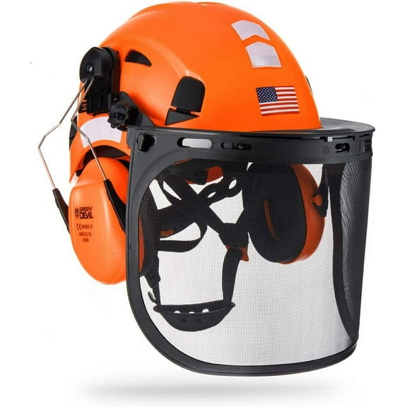 Forestry Safety Helmet Chainsaw Helmet with Mesh Face Shield and Ear Muffs 3 in 1 Forestry Hard Hat