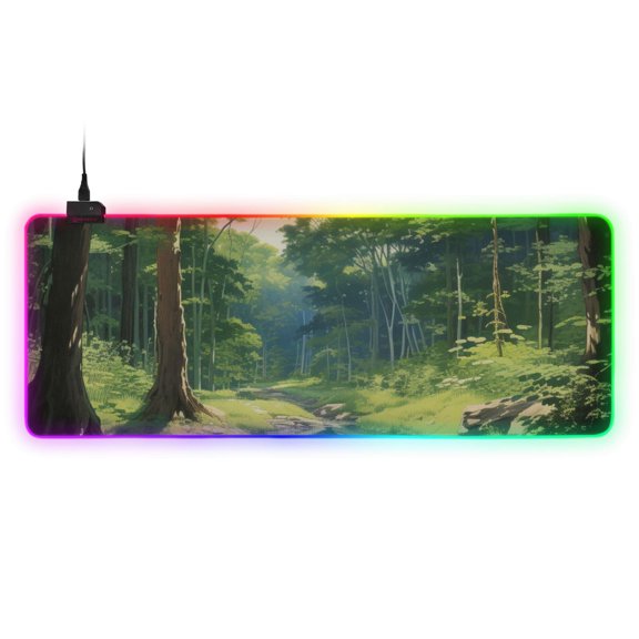 Forests and Streams RGB Gaming Mouse Pad Large Keyboard Mat Rubber Base 13 Light Modes