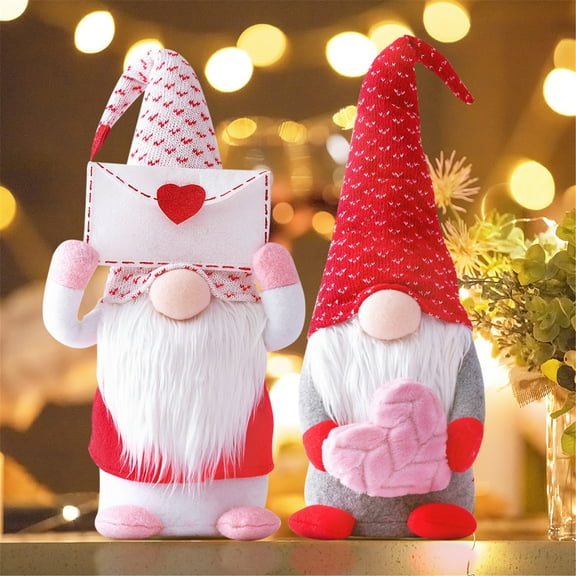 Forestwhae Valentine's Day 2pcs Decorations Valentine Decor Gifts Handmade Mr. & Mrs. Plush Doll Home Ornament for Girlfriend Wife Women