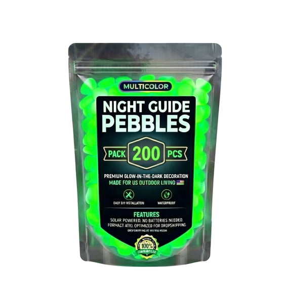 Forestwhale 0.59" Glow in the Dark Pebbles 200 Pcs Luminous Garden Stones Resin Glowing Rocks for Outdoor Landscaping Aquarium Decor and Succulent Planters Green