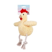 Forestwhale 12.6" Yellow Chicken Plush Dog Chew Toy Unfilled Interactive Tug of War Toy with Rope Legs for Puppies & Medium Dogs