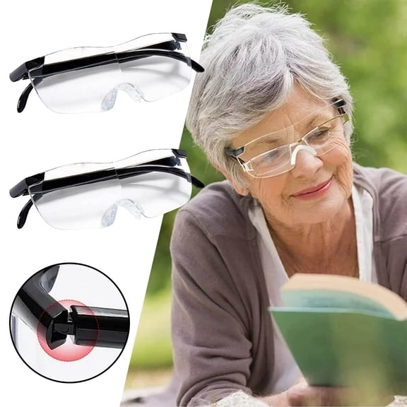 Forestwhale 2-Pack 160% Magnifying Reading Glasses Clear Rimless Magnifier Eyeglasses for Close Work Sewing Crafts and Reading Lightweight Comfortable Magnification Eyewear