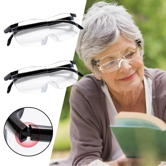Forestwhale 2-Pack 160% Magnifying Reading Glasses Clear Rimless Magnifier Eyeglasses for Close Work Sewing Crafts and Reading Lightweight Comfortable Magnification Eyewear