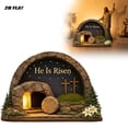 thumbnail image 1 of Forestwhale 2D Wooden Easter Resurrection Scene Ornament, He is Risen Hollow Wood Sign, Religious Tabletop Decor for Home, , and Easter Celebrations, 1 of 8
