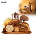 thumbnail image 1 of Forestwhale 2D Wooden Easter Resurrection Scene Ornament, He is Risen Hollow Wood Sign, Religious Tabletop Decor for Home, , and Easter Celebrations, 1 of 8