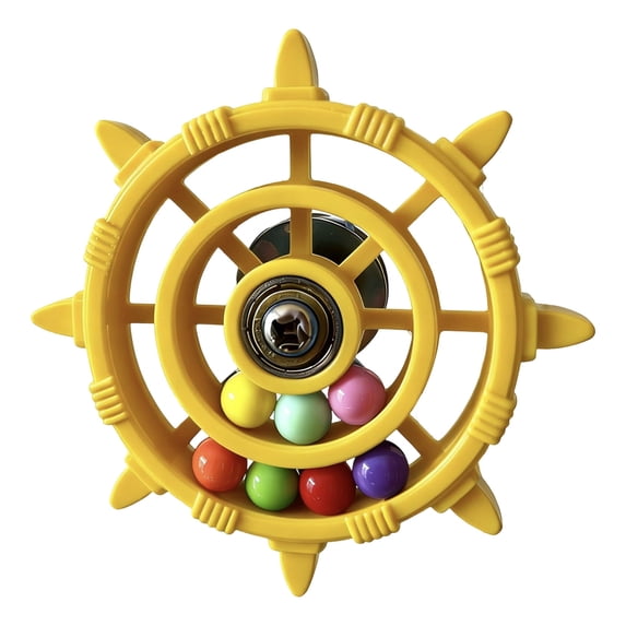 Forestwhale 3.8" Rotating Bead Parrot Ship Wheel Toy Interactive Chewing Toy for Medium Large Parrots Durable Metal & Bird Cage Enrichment
