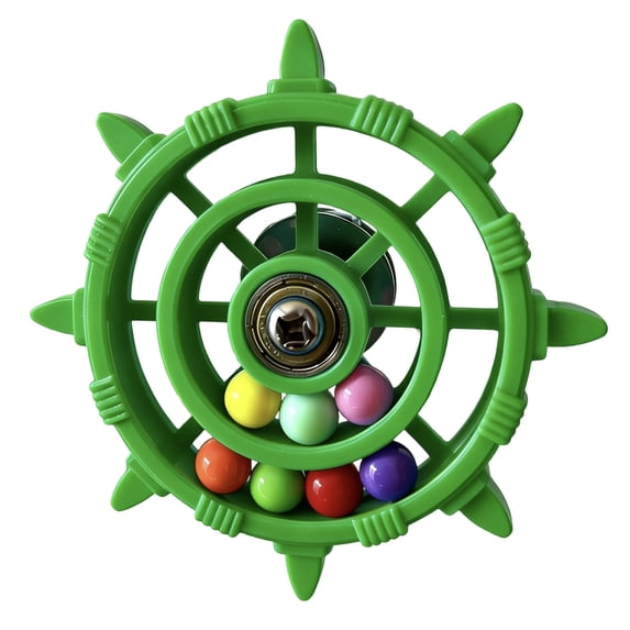 Forestwhale 3.8" Rotating Bead Parrot Ship Wheel Toy Interactive Chewing Toy for Medium Large Parrots Durable Metal & Bird Cage Enrichment