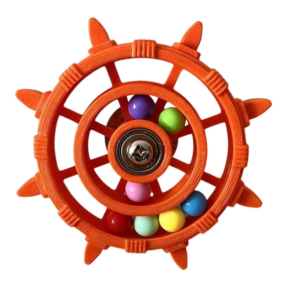 Forestwhale 3.8" Rotating Bead Parrot Ship Wheel Toy Interactive Chewing Toy for Medium Large Parrots Durable Metal & Bird Cage Enrichment