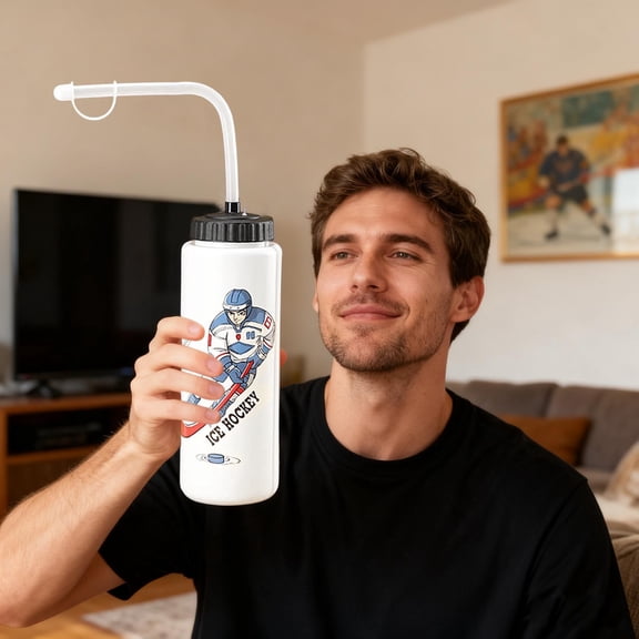 Forestwhale 34oz Squeezable Water Bottle with Bendable Long Straw & Spray Cap Hydration Durable Sports Water Bottle for Hockey Gym Yoga Boxing Cycling Football Lacrosse