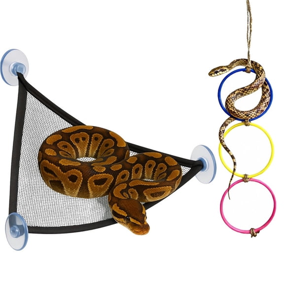 Forestwhale 4.7" Snake Terrarium Decor Climbing Ring & Net Set for Exercise Enrichment & Habitat Enhancement