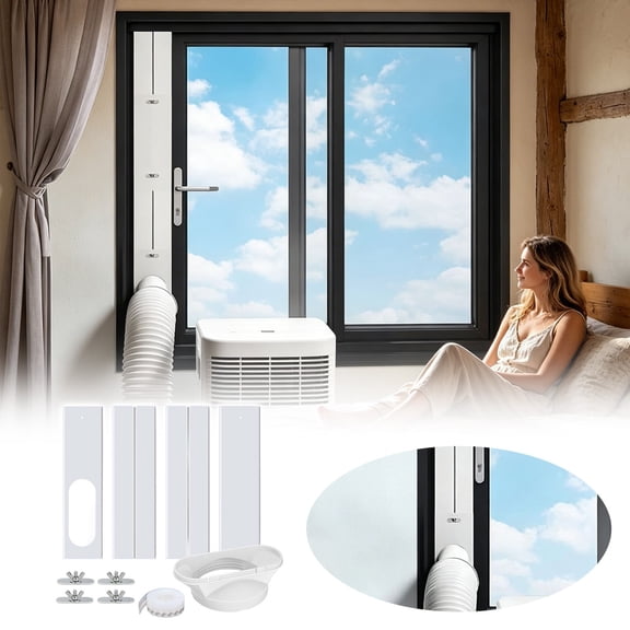 Forestwhale 4PCS Home Air Conditioner Window Seal Universal Fit Smart AC Unit Sealer for Energy Efficiency Easy Install Sound Insulation for Portable AC 16.9" 3.9" (White)