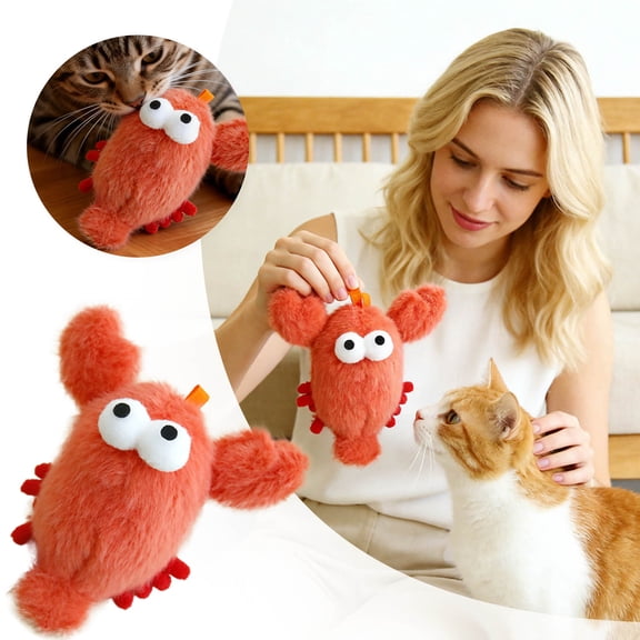 Forestwhale 5.1" Interactive Cat Toy with Bell Lobster Shaped Chew Toy to Reduce Destructive Behavior
