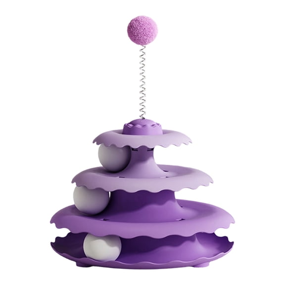 Forestwhale 9.7" 3-Tier Cat Track Tower Toy Interactive Roller Toy with Balls & Spring Teaser for Boredom Relief