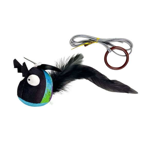 Forestwhale 9.8" Bee Shaped Hanging Interactive Cat Toy with Squeaker Electric Plush Cat Toy with Crinkle Sound Battery-Powered Cat Toy for Boredom Relief Mental Stimulation