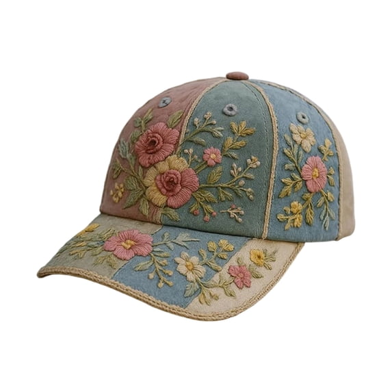 Forestwhale Baseball Hat with Botanical Print Adjustable Garden Morning Cap for Women Lightweight Floral Sun Cap for Gardening Daily Wear