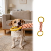 Forestwhale Double Ring Rope & Rubber Tug of War Dog Toy 17.3in Durable Interactive Chew Toy for Small to Medium Dogs Teeth Cleaning