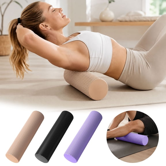 Forestwhale Foam Roller Portable Self-Massage Cylinder for Muscle Relaxation High-Density EVA Yoga Roller for Back Shoulders (17.72"x3.94"x3.94") Brown