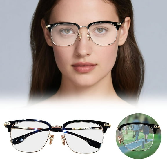 Forestwhale Half Frame Blue Light Blocking Glasses Lightweight Metal Eyeglasses for Men Women Anti Eyestrain Computer Glasses for Reading Office Work & Daily Use