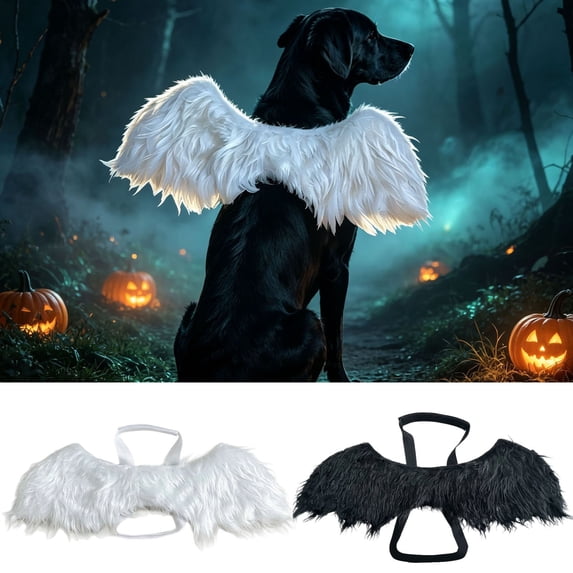 Forestwhale Halloween Pet Wings 18.11" Lightweight Pet Outfit Adjustable Funny Dress-Up Prop for Dogs Cats White