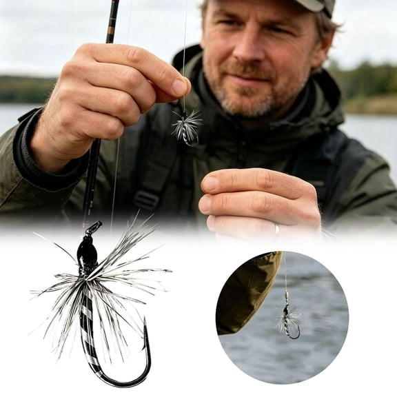 Forestwhale Hand Tied Fly Hooks Set Assorted Sizes for Dry Wet Streamers High Carbon Steel Trout Fishing Hooks with Storage Box