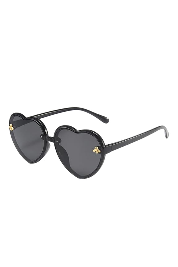Heart Shaped Fashionable Sunglasses UV 400 Protection Lightweight for Outdoor Beach Holiday Use Black