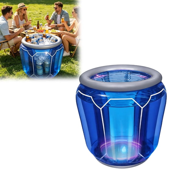 Forestwhale Inflatable Floating Ice Cooler Tub Pool Float Drink Cooler with Drain Plug Large Capacity Portable Party Ice Tray for Drinks (Dark Blue)