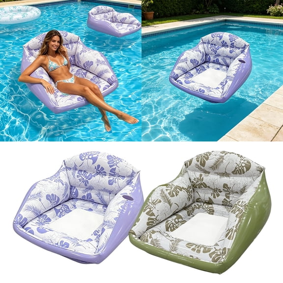 Forestwhale Inflatable Pool Float Mat Quick Inflate Water Lounge for Pool Lake Beach Floating Relaxation Mat with Backrest for Adults (Purple)