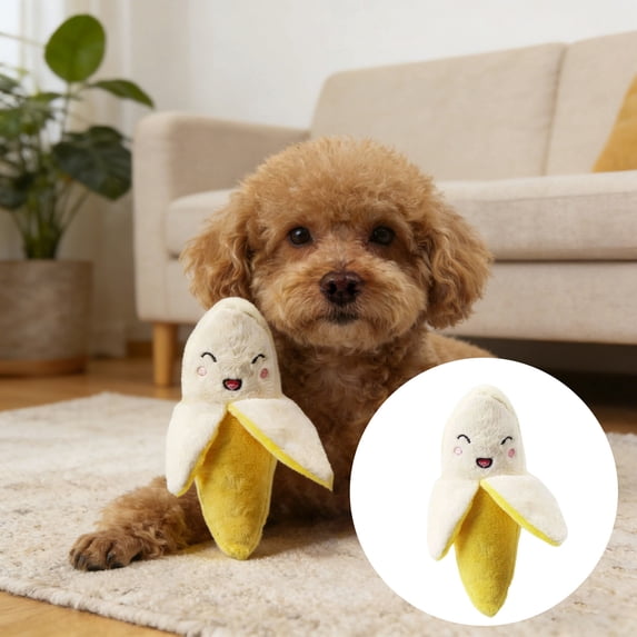 Forestwhale Interactive Squeaky Dog Toy 5.5in Banana Shaped Plush Chew Toy for Puppies Teething Relief & Playtime Fun