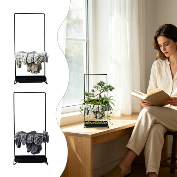 Forestwhale Levitating Floating Planter Futuristic Suspension Pot with Rockery Base Desk Air Holder for Home Office Decor 11.8"
