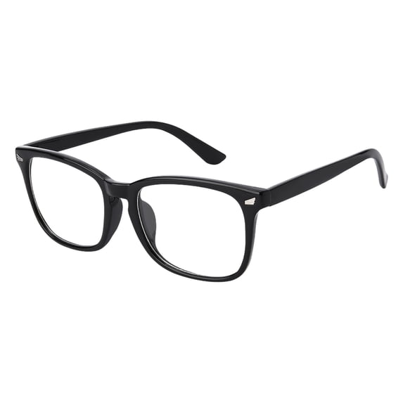 Forestwhale Oversized Square Transparent Lens Glasses for Women Men Lightweight for All Gender Use Black