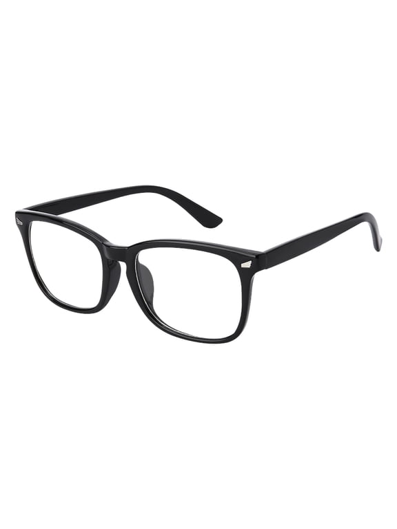 Oversized Square Transparent Lens Glasses for Women Men Lightweight for All Gender Use Black