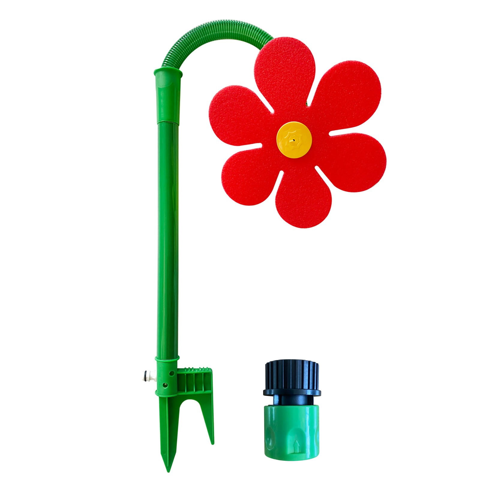 Forestwhale Red Flower Shaped Garden Sprinkler, Durable Rotating Watering Sprayer with Hose Adapter for Lawn, Patio, and Small Garden Irrigation & DecoRedr