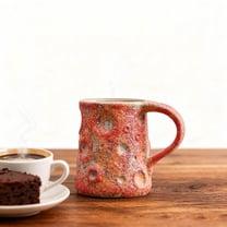 Forestwhale Red Glazed Vintage Ceramic Mug with Handle for Cappuccino Milk Coffee Tea Creative Handcrafted Drinkware 9oz Unique Coffee Mugs Gift for Mom Wife