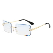 Forestwhale Rimless Rectangle Sunglasses for Men Women Gradient Color Tint UV400 Protection Shades Metal Frame Square Sun Glasses for Driving & Daily Outfits