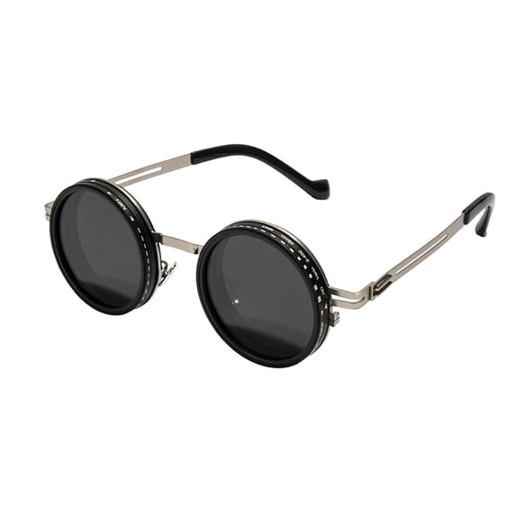 Forestwhale Round Polarized Adjustable Tint Sunglasses for Men Women 1-9 Gears ND Filter UV Protection Sunglasses Retro Metal Frame Shatterproof Eyewear for Fishing Cycling Beach & Hiking