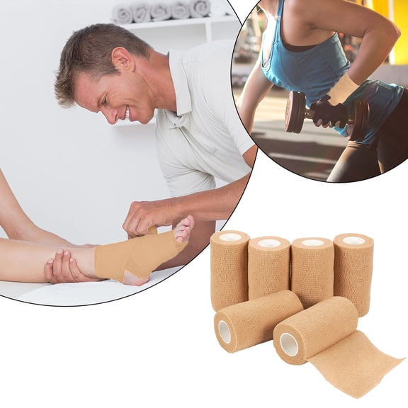 Forestwhale Self-Adhesive Elastic Wrap 6 Rolls Breathable Non-Woven Support Bandage for Sports Taping Compression Wrap for Ankle Wrist Knee 4 Inch x 5 Yards