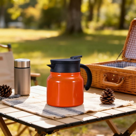 Forestwhale Thermal Coffee Carafe/Tea Pot 27oz Small Coffee Thermo Travel with Leakproof Lid for Hot Drinks Insulated Coffee Pitcher Orange