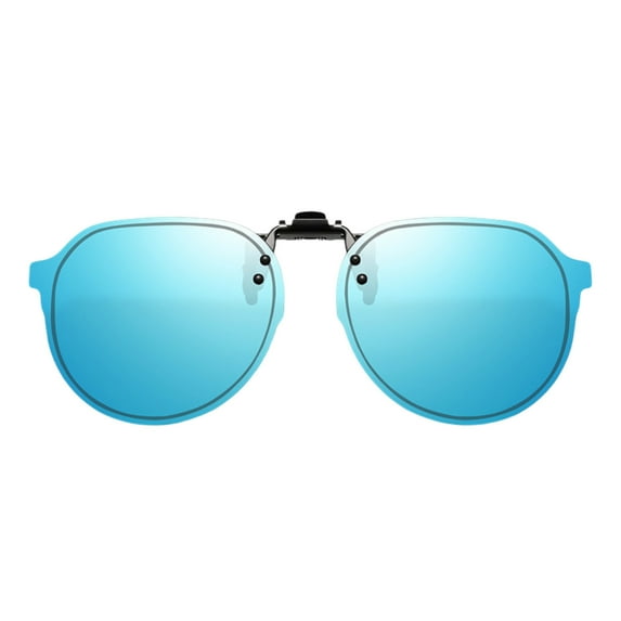 Forestwhale UV Protection Polarized Clip-On Sunglasses Reversible Flip-Up Sun Shades - Fits Over Prescription Glasses Blue